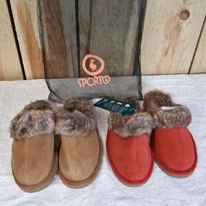 Womens Sporto Faux Fur Lined Slippers Size S NWT